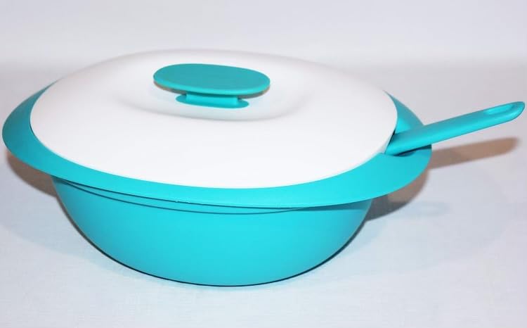 Essentials Blossom Soup Server with Lid and Spoon 7.5 Cups Teal Blue