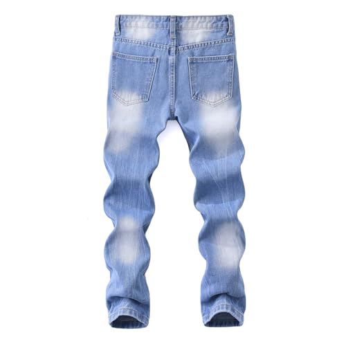 Boy's Skinny Fit Ripped Destroyed Distressed Stretch Slim Jeans Pants Fashion Denim Jeans Pants 4-14 Years2