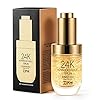 24K Gold Anti Aging Face Serum Moisturizer Enriched with Vitamin C Serum, Hyaluronic Acid, Vitamin E Cream for Day and Night Wrinkle Reduction, Re-Activate Skin Youth (1FL.OZ)