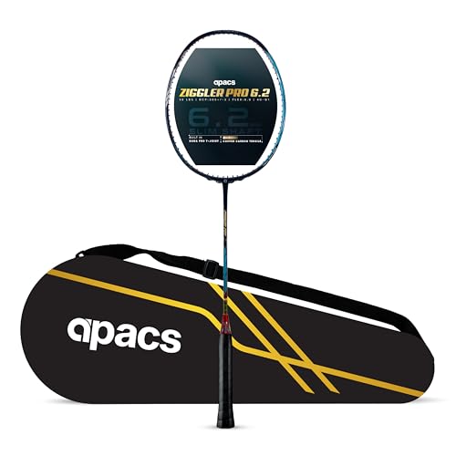 Image of Apacs Ziggler Pro 6.2 (Unstrung) | 38 lbs Max Tension | 4U Head Heavy | Copper Carbon Tensile (CCT) Technology | Power Frame Series | Made in Vietnam Badminton Racket with Cover (Black-Red)