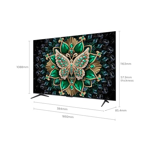 TCL 85C6K Television 85 Inch Smart TV 4K QD-Mini LED Colorful Quantum Crystal HDR 10+ Gaming Google TV, 144Hz Native Refresh Rate, ONKYO 2.1 Hi-Fi, Dolby Atmos, AI Mode, Game Master (2025 Model)