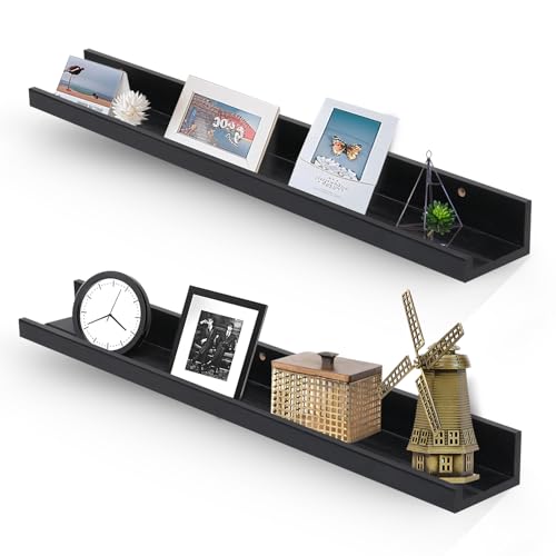 Muzilife 35.4" Large Floating Wall Ledge Shelves with Lip -