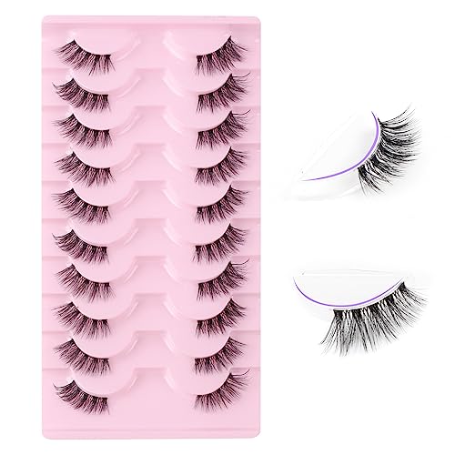 Oreola Half Lashes Natural Look Wispy Cat Eye Lashes 10 works Transparent Clear Band False Eyelashes 3/4 Demi Wispies Eyelashes Reusable Look Like Lashes Cluster - Image 2
