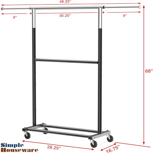 Simple Houseware Double Rod Adjustable Clothing Garment Rack, Black by Simple Houseware - Used condition - Image 7