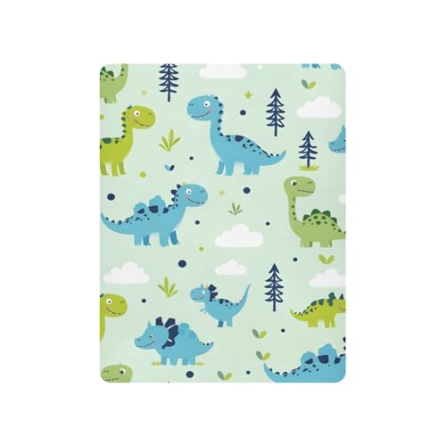 Image of Dinosaur Clouds Grass Cartoon Pattern Crib Sheets Stretchy Portable Sheets for Baby Toddler Breathable Soft Crib Mattress Sheet for Girls Boys