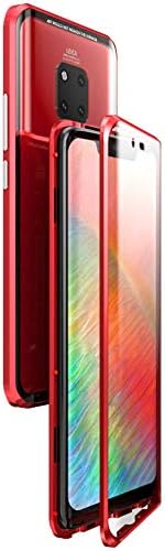 360° Full Body Case for Huawei Mate 20 Pro,[Front and Back of Clear Protective Touchable Strong HD Tempered Glass] with Built-in Screen Protector Magnetic Adsorption Metal Protection Cover (Red)