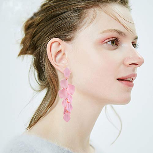 GVUSMIL Acrylic Rose Petal Drop Dangle Earrings Bohemian Resin Square/Oval/Hoop/Flower/Heart Statement Earrings for Women Gifts4