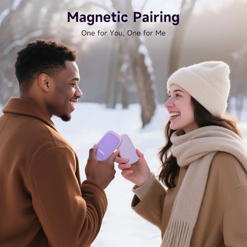 Bearwind Electric Hand Warmers Rechargeable - 2 Pack Magnetic Pocket Heater Handwarmers with AI Chips, Portable Hunting Gear, Reusable Winter Essentials, Gift Ideas for Men, Women, Outdoor (Purple) - image 7