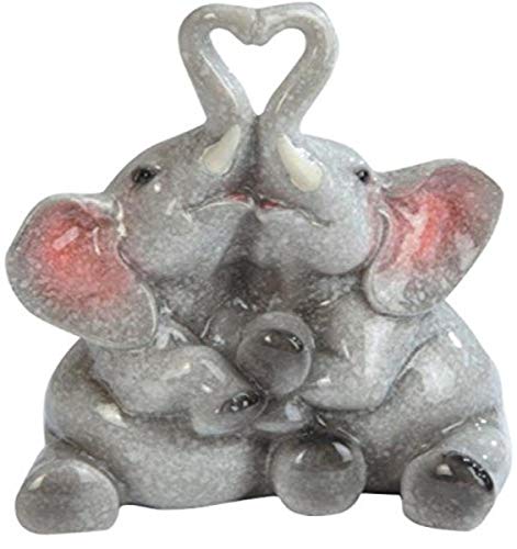 George S. Chen Imports Grey Elephants Making a Heart Figurine, 4.75