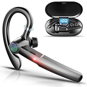 Bluetooth Headset,12Hrs Talk extendable to 48Hrs (using portable charging box), Wireless Headset with Microphone, Hands-Free Bluetooth Earpiece Business/Office/Driving, iPhone Android Samsung