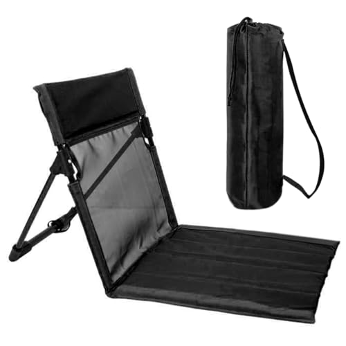 MIUUIPI Esterilla de playa con respaldo, silla de playa plegable, silla de suelo portátil con bolsa, tumbona de playa plegable, silla de camping para playa, camping, jardín y picnic (negro)