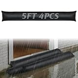 4pcs 5ft Water Activated Flood Barriers for Home - Sandless Sand Bags, Reusable Water Barriers Sandbags for Flooding Home Exterior Doors Garage Basement