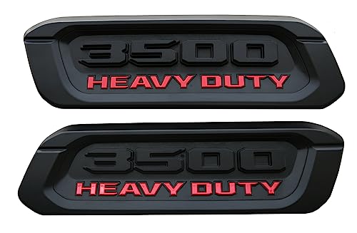 Image of 2pack New 3500 Heavy Duty Emblems Left Right Side 3D Badges Black Hood Replacement for 2019-2022 3500 (Red)