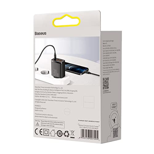 Carregador de Parede Baseus Compact Quick Charger 2U+C 30W Preto