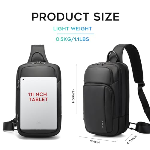 Image of BANGE Sling Bag, Waterproof Shoulder bags with Pad Compartment, Crossbody Backpack for Men