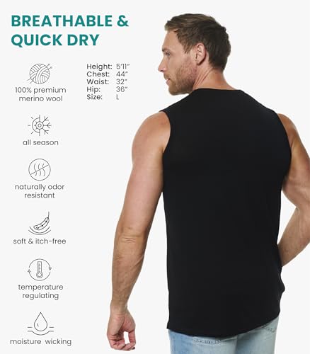 Merino Wool Tank Top Men - Active Merino Wool Undershirt Moisture Wicking Breathable Anti-Odor Lightweight Base Layer2