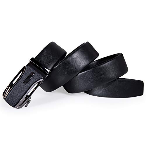 Image of Dubulle Designer Men's Belts, Ratchet Leather Sliding Buckle Dress Belt | 1 3 /8 inch(3.5cm) Genuine Leather Adjustable Strap, Automatic Ratcheting Buckles, Gift‑Boxed, Trim to Fit, for Business Casual