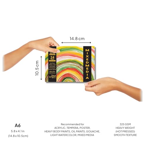 Image of Zen Sangam Artists' - Combo Pack of A4,A5,A6 Heavy Weight Mixed Media Glued Sketch Paper Pad - 325GSM - Hot Pressed - Smooth Texture Surface - For Heavy-body Paints, Calligraphy and BrushPen Lettering