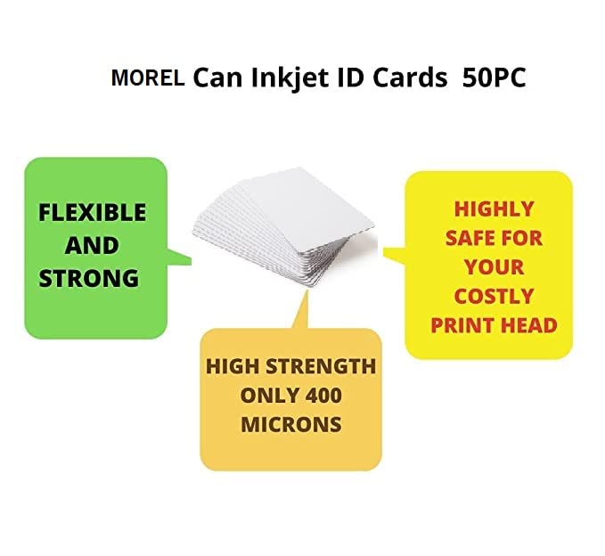 Image of morel (Pack of 50 Thin PVC ID Card 400 GSM for Canon PIXMA G2000, G2010, G3000, G3010, G4000, G4010 Inkjet Printer (AADHAR Card, College ID, GATE Pass, ETC).