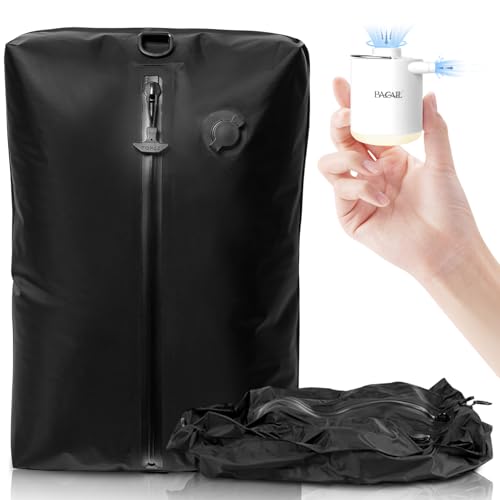 Image of BAGAIL TPU Vacuum Bag for Travel, Reusable Compression Bag with IPX8 Waterproof Zipper, Save Space for Suitcase, Backpack and Carry on (Jet Black, Large, With Pump)