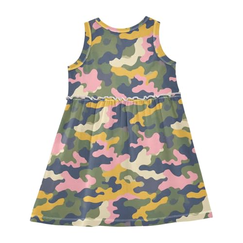 Colorful Camouflage Girls Summer Sleeveless Dress Casual Sundress 2-8 Years2
