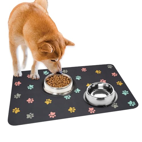 30x50 cm Alfombra Comedero Perro y Gato, Tapete para Comer de Diatomeas, Alfombrilla para Comida de Mascotas, Súper Absorbente, Secado Rápido, para Salón, Tienda de Animales (Gris Oscuro)