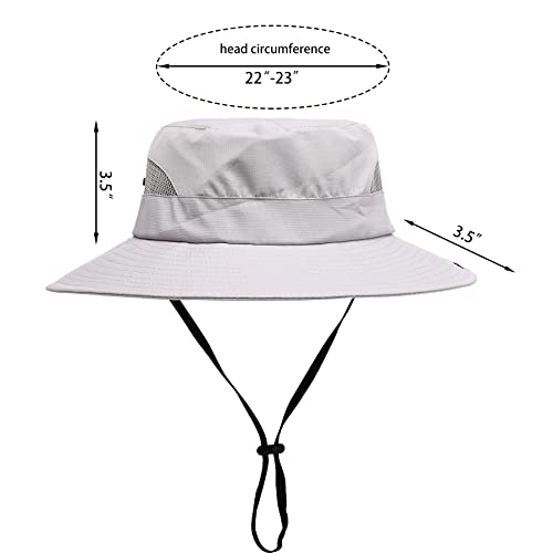 Image of Womens Summer Sun Hat Beach Hat Wide Brim Outdoor UV Protection Hat Foldable Cool Mesh Ponytail Bucket Hat