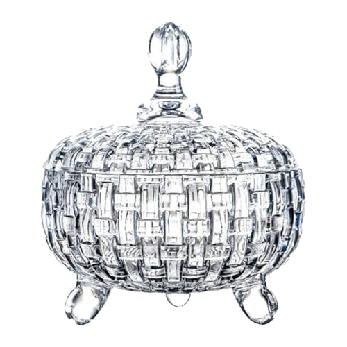 MagiDeal Bombonera de Cristal Bote para Caramelos Frasco para Alimentos Y Cuenco para Bocadillos con Tapa de Vidrio Elegante Adecuado para Decoración de Bodas, Claro, Individual