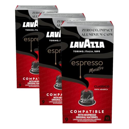 Image of Lavazza Espresso Maestro Classico, Aluminium Nespresso Compatible Coffee Capsules | Pack Of 30 | Intensity 9 | 57 Gram