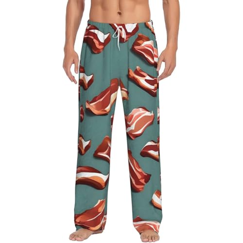 Pyjama à carreaux et motif bacon en micropolaire homme pour lutter contre le froid