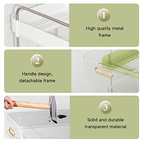 Olizee® 2 Tier Pull Out Organizer Acrylic Under Cabinet Drawer Organizer Sliding Drawer Storage Bins Slide-Out Basket Under Sink Organization Shelf For Bathroom Kitchen Office Green #TOP5