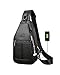 WOKEZ Sac de Poitrine Homme Sac Sac À Bandoulière Bandoulière Sac À Poitrine for Hommes Grand Capacités Sac À Dos for Hommes Casual Portable Portable USB Sac (Color : Black, Size : 24 * 24 * 24cm)