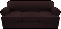 Vista 21 de Funda elástica para sofá con cojín en forma de T, 4 piezas, para sofá con cojín en T, funda de sofá suave, protector de muebles lavable con 3 fundas