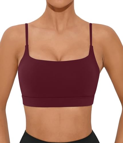 Image of Comper Sports Bra for Women Wirefree Racerback Workout Bras Sexy Thin Straps Yoga Sport Bras with Removable Pads