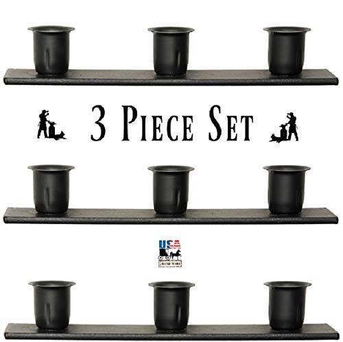 Saving Shepherd 3 Window Sill Triple Candle Holder Set - Wrought Iron Metal Taper Candlestick Country Stands by Amish Blacksmith Lancaster Pennsylvania USA