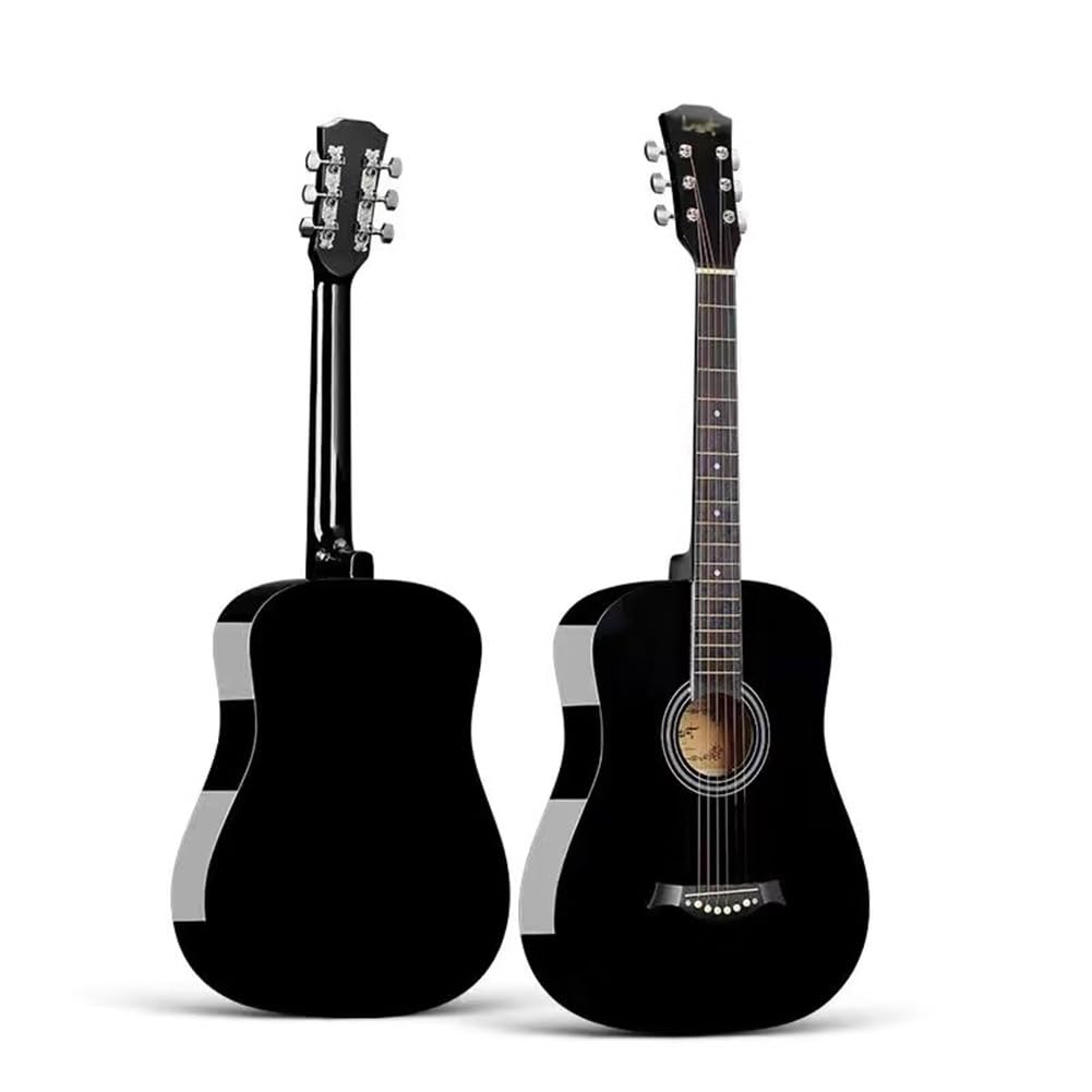Guitarra Acústica Para Principiantes Guitarra Para Principiantes Para Adolescentes Y Adultos Incluye Funda, Cuerdas De Latón, Cejilla Y Púa.(Black,38in)