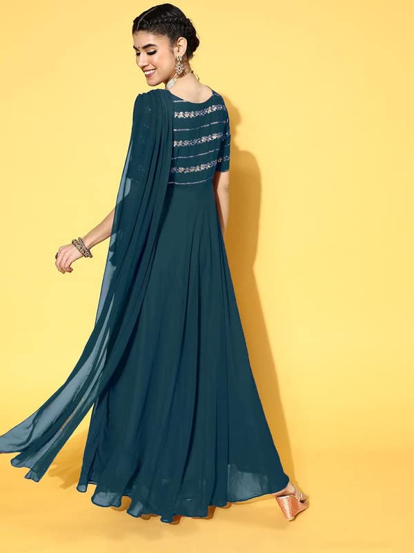 Image of Women's Georgette Maxi Dress - Elegant and Comfortable-Chaman Brown PARENT