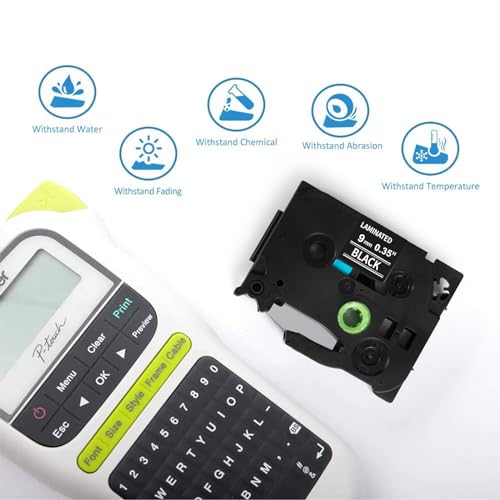 MarkField Compatible Laminated 9mm Label Tape Replacement for Brother P Touch TZ TZe-325 0.35" Label Maker Tape for PT-D200 H107B H105 H107 H101C H100LB/R 1000 1250 White on Black - Image 3