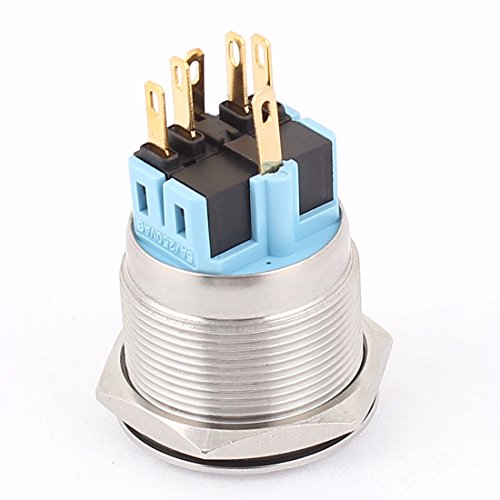 Sourcingmap DC 12V Red LED Light 25mm DPST Flat Head Latching Push Button Switch - Image 3