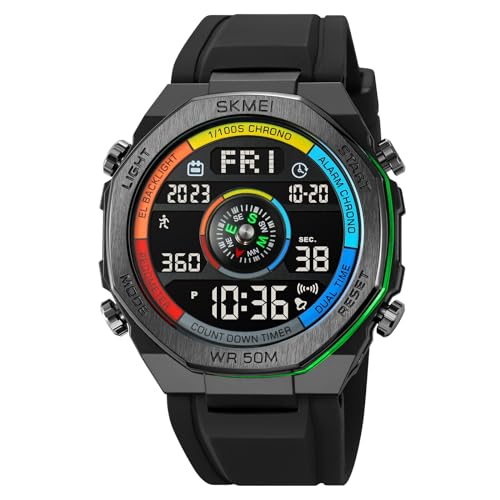 Image of SKMEI Men Watch Compass Pedometer Calories Sport Watch LED Digital Stopwatch Boy Digital Sport Wristwatch