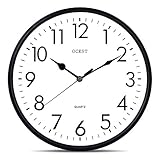 OCEST 13 Inch Silent Quartz Decorative Wall Clock, Non-Ticking Indoor Outdoor Clock Large Display Battery Operated 3D Round Easy to Read Home Kitchen Living Room Bathroom Office Classroom School Clock