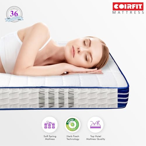 Image of SLEEPSPA Ortho Pocket with SrtX Tech.10 inch King Size Pocket Spring Mattress (78x72 Inches) Hotel Like Comfort, Foam Quilt, Soft & Comfortable Bed Mattresses for Light Sleepers, 10 Year Warranty