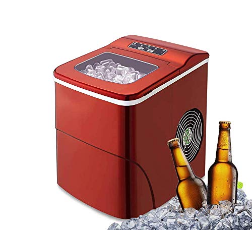 Fabricadora automática de hielo compacta, 26 lb/día de cubos de hielo listos en 6 minutos, portátil para mostrador con cuchara y canasta para hielo miniatura 1