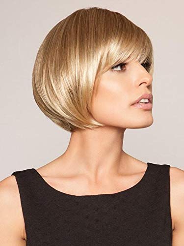 Cory Wig Color Pecan Brown - Noriko Wigs 9" Long Classic Bob Textured Fringe Synthetic Average Cap Bundle MaxWigs Hairloss Booklet