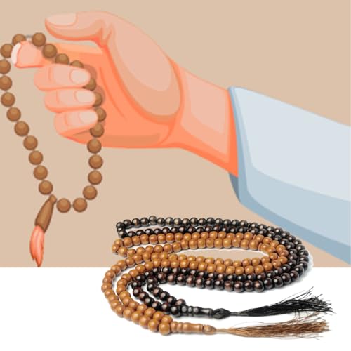 Natural 8mm Wood Beads Tasbih Prayer Beads 99 Rosary Misbaha Beads ic Religion Eid Gift2