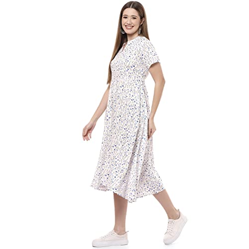 Image of Rangriti White Liva Flared Dress for Women