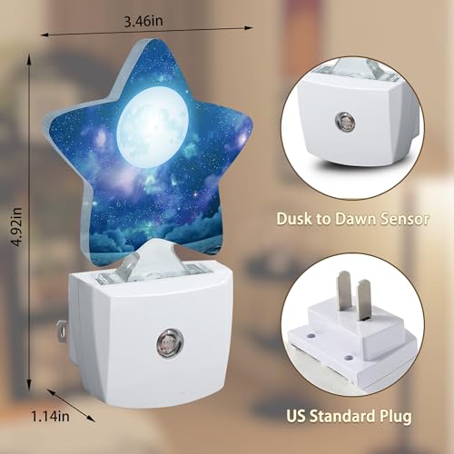Image of Groovy Nebula Moon Night Lights Plug into Wall with Dusk to Dawn Sensor,Lamp for Bedroom Bathroom Hallway Nightlight for Women Girls