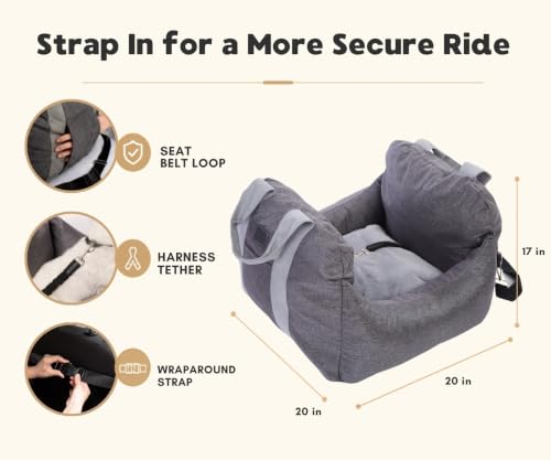 Image of PET AWESOME Dog Car Seat, Puppy Booster Seat, Travel Carrier Bed for Small and Medium Pets