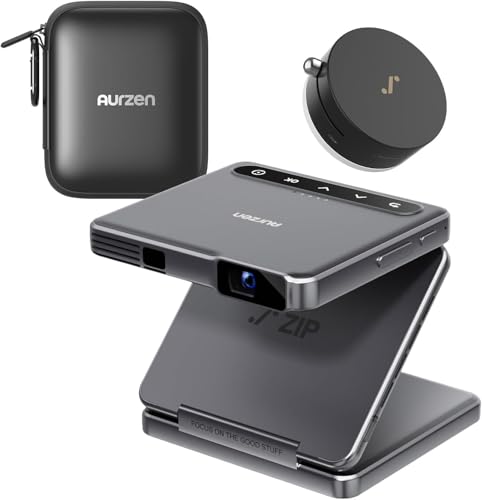 Zip Tri-Fold DLP Mini Beamer Bundle mit CasePlay, MagPlay-Magnethalterung, verzögerungsfreiem Fokus, One-Click-Screen-Mirroring, Vollbildmodus, Type-C Schnellladung,...