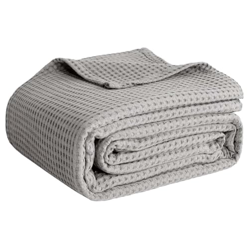 100% Cotton Blankets King Size for Bed - Waffle...
